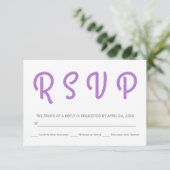 Typografie polka dot lavender weded RSVP (Stehend Vorderseite)