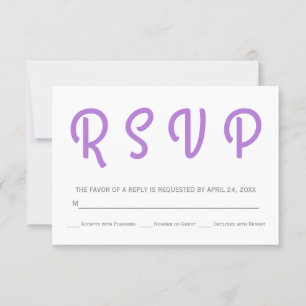 Typografie polka dot lavender weded RSVP Karte