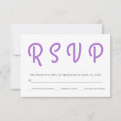 Typografie polka dot lavender weded RSVP Karte (Vorderseite)