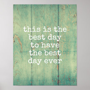 Typografie-Poster-Bester Tag je Zitat blau Poster