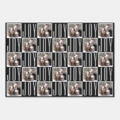 Typografie Quadrat Fotos Chic Schwarz-Weiß Geschenkpapier Set (Vorderseite 2)