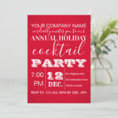 Typografie Red Corporate Holiday Party Einladung (Stehend Vorderseite)