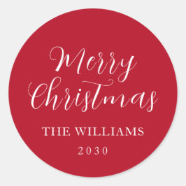 Typografie Red Merry Weihnachten Runder Aufkleber