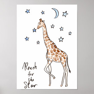 Typografie "Reichweite für den Stern" Giraffe Prin Poster