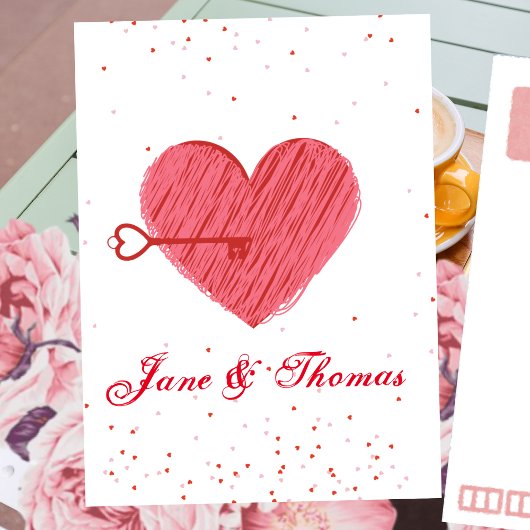 Typografie Romantischer Niedlicher Rotherz Valenti Postkarte