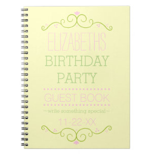 Typografie-rosa Geburtstags-Party-Gast-Buch - Notizblock