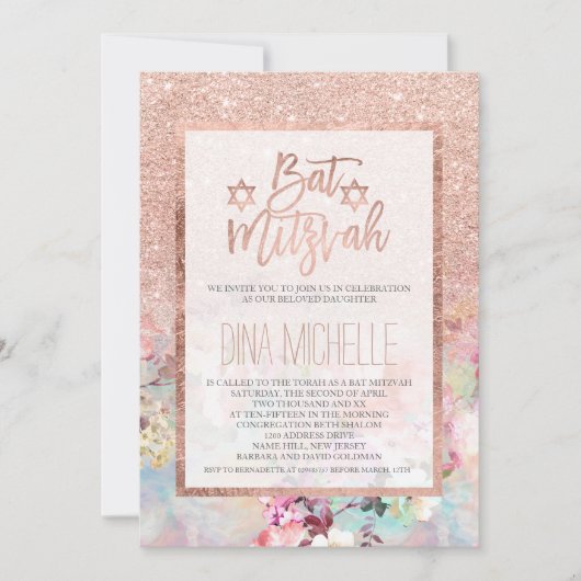 Typografie Rose Einladung (Vorderseite)