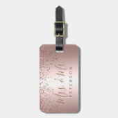 Typografie Rose gold confetti metallic Gepäckanhänger (Vorderseite vertikal)