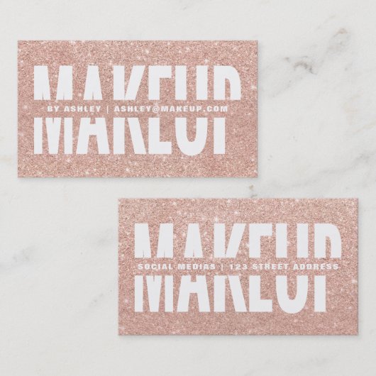Typografie-Rosen-GoldGlitter des Make-upkünstlers Visitenkarte (Vorne/Hinten)