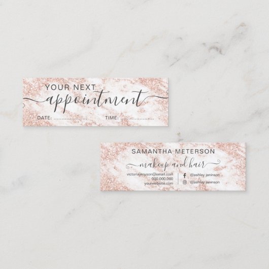 Typografie-RosengoldGlitter-Marmorverabredung Mini Visitenkarte (Vorne/Hinten)