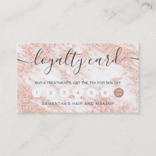 Typografie-RosengoldGlitter-Weißmarmor Treuekarte