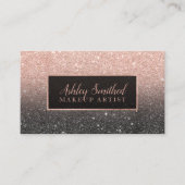 Typografie-RosengoldGlitterschwarzes ombre Make-up Visitenkarte (Vorderseite)