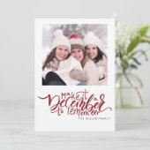 Typografie Rotes Foto Weihnachtskarte Einladung (Stehend Vorderseite)