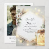 Typografie Rustic Mason Jar Wedding Save The Date (Vorne/Hinten)