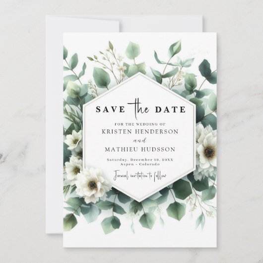 Typografie Rustikale Eukalyptus Digital Wedding Save The Date (Vorderseite)
