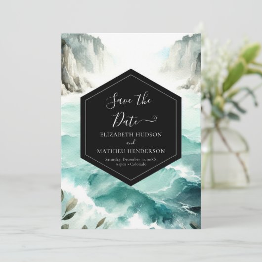 Typografie Rustikale Schönheits-Hochzeit Save The Date (Stehend Vorderseite)