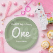Typografie Sage 1 Baby First Birthday Pappteller (Party)