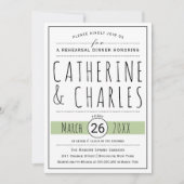 Typografie Salbei Hochzeit Probe Abendessen Einladung (Vorderseite)