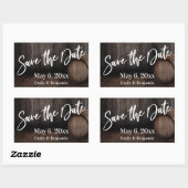 Typografie Save the Date Brown-Holzfass Rechteckiger Aufkleber (Blatt)