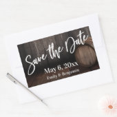 Typografie Save the Date Brown-Holzfass Rechteckiger Aufkleber (Umschlag)