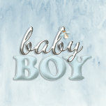 Typografie-Schnuller-Tabelle oder TortenTopper Freistehende Fotoskulptur<br><div class="desc">Niedlich,  Baby-Boy-Typografie mit Imitaten metallisch,  Drehbuch "baby" und Imitate,  Baby blau,  Filz "Junge" mit einem blauen Schnuller,  der von Babybriefen abgeht. Eine hübsche Tischbildhauerkunst oder Kuchentopper für eine Babydusche. Oder das Kinderzimmer eines niedlichen Babys.</div>