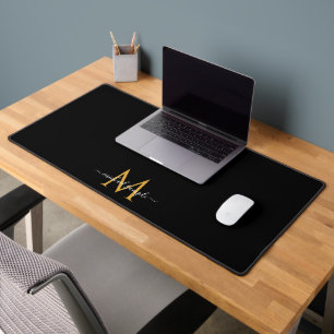 Typografie-Schriftzug-Monogramm Schwarz Gold Chic Schreibtischunterlage