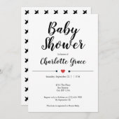 Typografie Schwarz-weiß Baby Shower Herz Kisses Einladung (Vorne/Hinten)