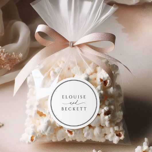 Typografie-Schwarz-Weiß-RundWedding-Aufkleber Runder Aufkleber