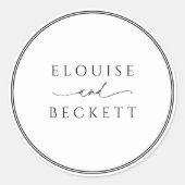 Typografie-Schwarz-Weiß-RundWedding-Aufkleber Runder Aufkleber (Vorderseite)