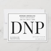 Typografie-Schwarz-weiße DNP-Graduierungspartei Einladung (Vorderseite)