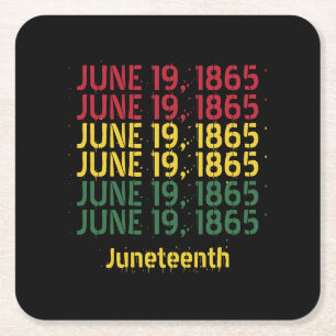 Typografie Schwarze Geschichte 19. Juni 1865 19. Rechteckiger Pappuntersetzer