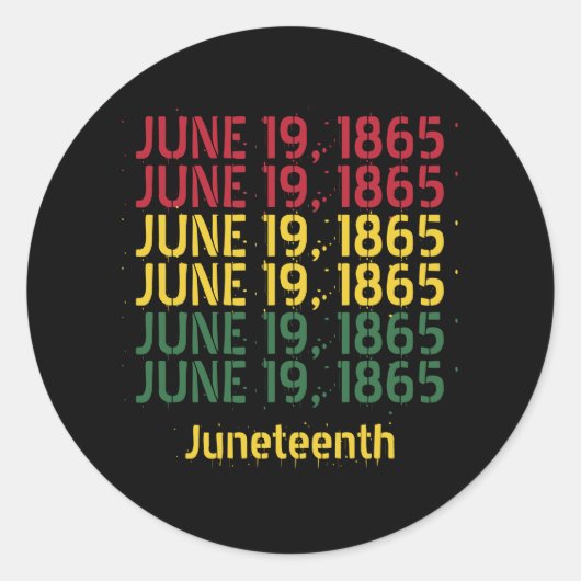 Typografie Schwarze Geschichte 19. Juni 1865 19. Runder Aufkleber (Vorderseite)