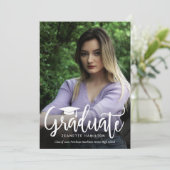 Typografie Script Abschluss vor/zurück Foto Einladung (Stehend Vorderseite)