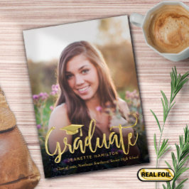 Typografie Script Abschluss vor/zurück Foto Folieneinladung