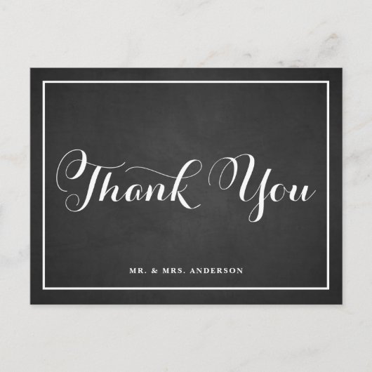 Typografie Script Danke Chalkboard Postcard Postkarte (Vorderseite)