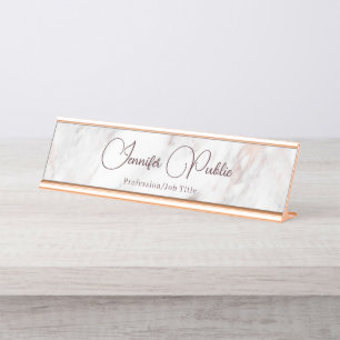 Typografie Script Elegant Moderne Rose Goldmarmor Schreibtischnamensplakette