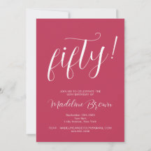 Typografie Script Magenta 50. Geburtstag