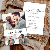 Typografie Script Minimal 3 Foto Collage Wedding Save The Date