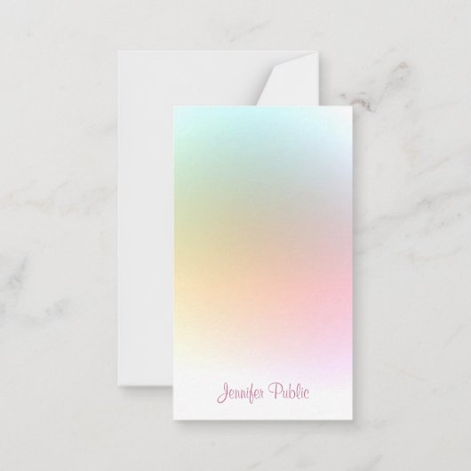 Typografie Script Moderne, trendige, farbenfrohe V Mitteilungskarte (Rückseite)