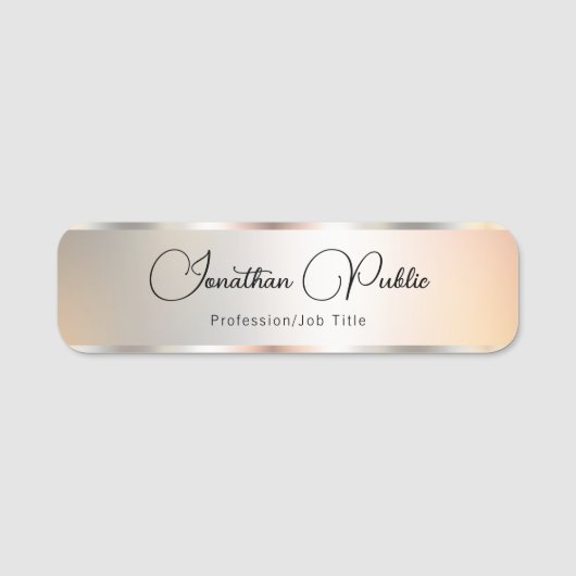 Typografie Script Name Imitate Silver Template Tre Namensschild (Vorderseite)