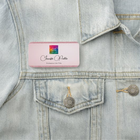 Typografie Script Rose Gold Glitzer Look Template Namensschild (Beispiel)