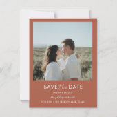 Typografie Script Rust Foto Wedding Save the Date Magneteinladung (Vorderseite)