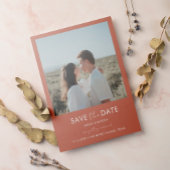 Typografie Script Rust Foto Wedding Save the Date Magneteinladung