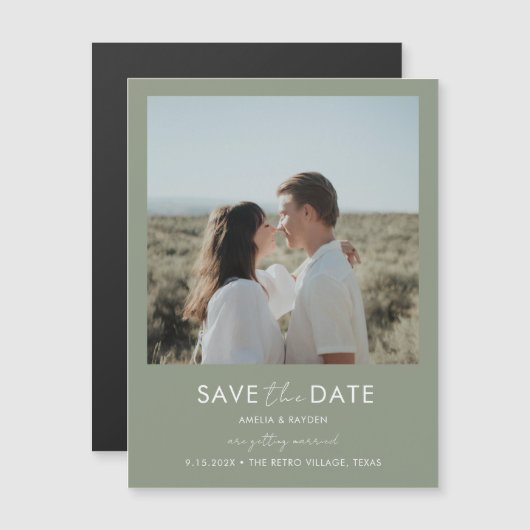 Typografie Script-Seite Grüne Hochzeit Speichern S Magneteinladung (Vorne/Hinten)