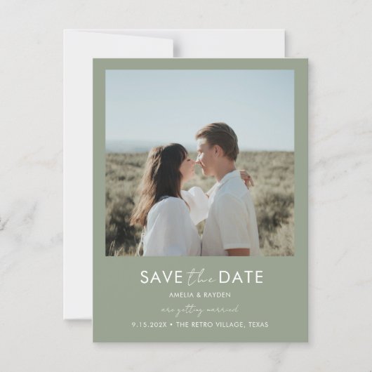 Typografie Script-Seite Grüne Hochzeit Speichern S Magneteinladung (Vorderseite)