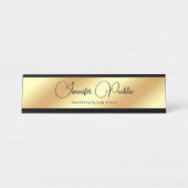 Typografie Script Text Moderne elegante Imitat Gol Schreibtischnamensplakette (Vorderseite )