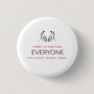 Typografie, Silhouette-Schlagzeuger Weihnachten Button
