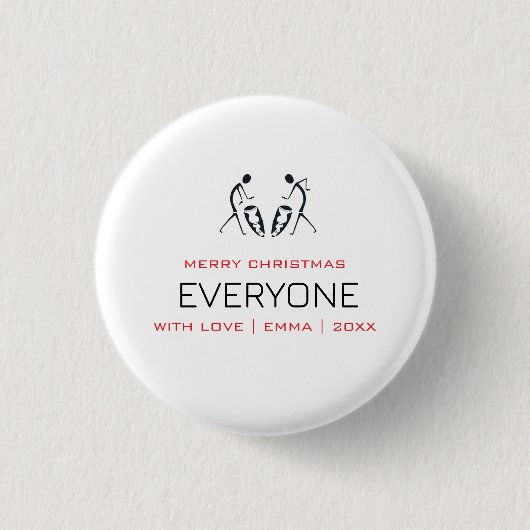 Typografie, Silhouette-Schlagzeuger Weihnachten Button (Vorderseite)