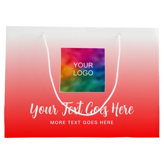 Typografie Skript Custom Red Template Logo Hier Große Geschenktüte (Rückseite)