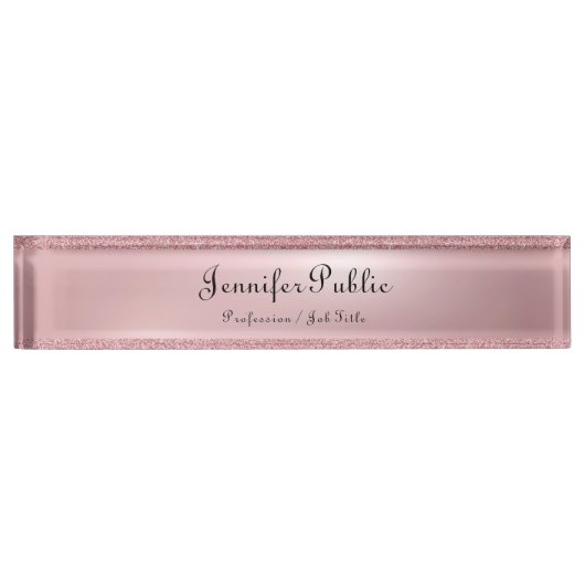 Typografie-Skript-Rosen-GoldGlitzer-Schablone Namensplakette (Vorderseite)